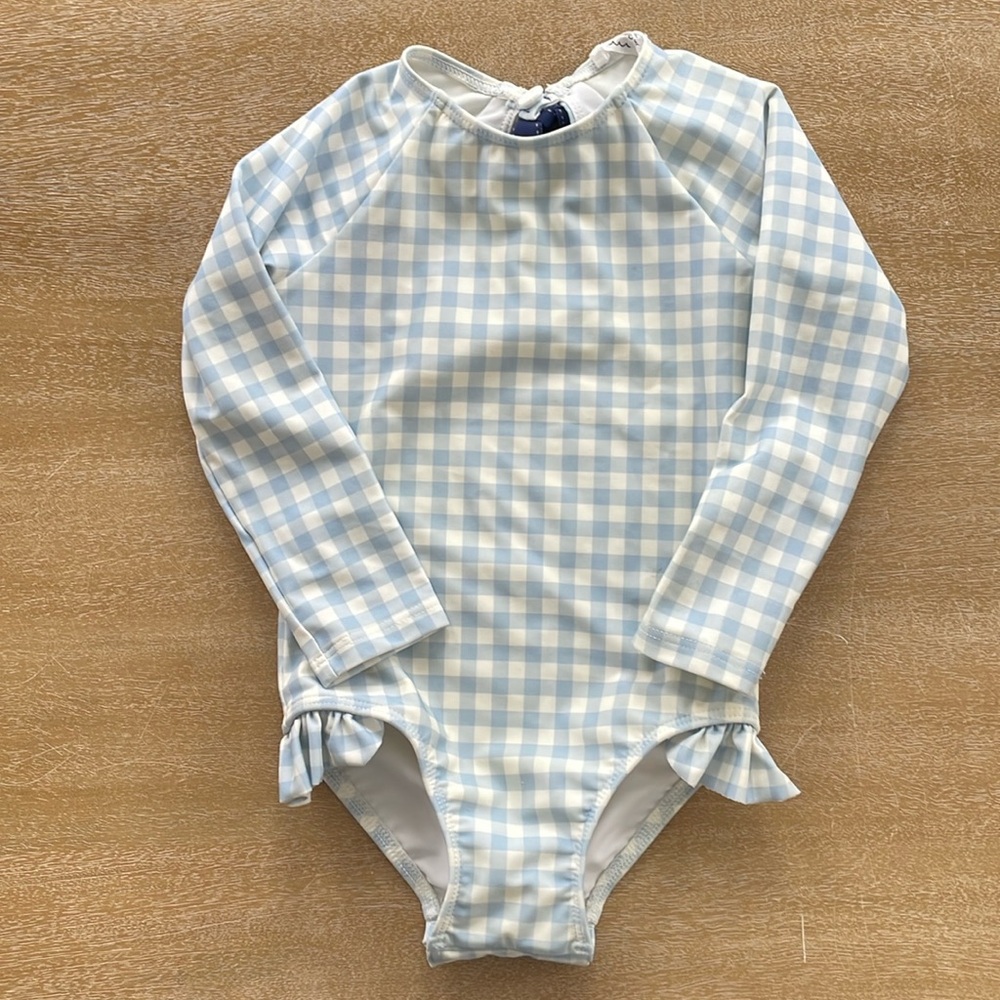 Minnow Oasis Toddler Rashguard Swimsuit Blue Gingham